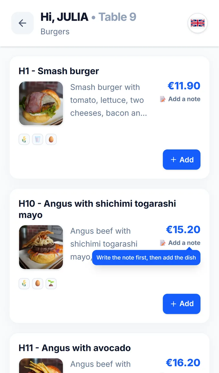 Toda la carta en inglés al instante