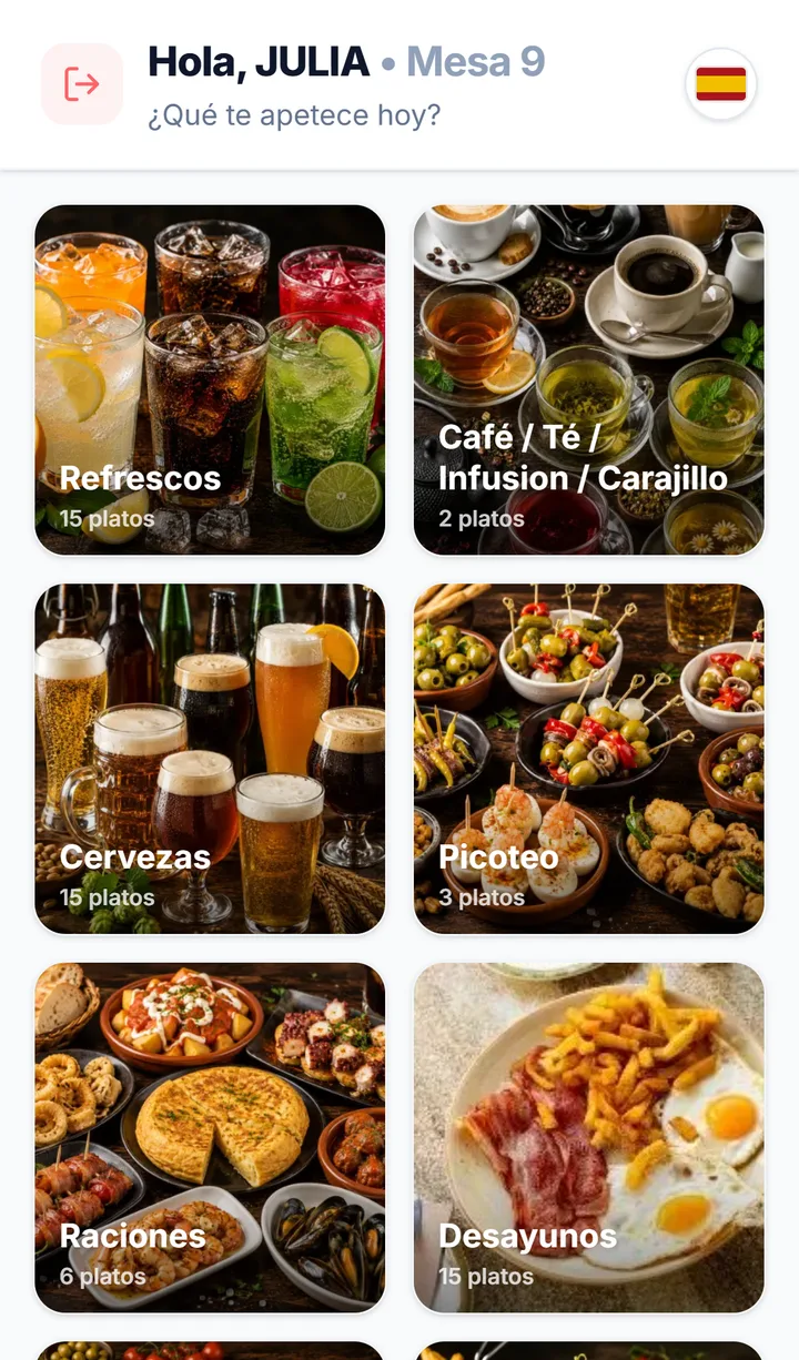 La carta completa, ordenada por categorías